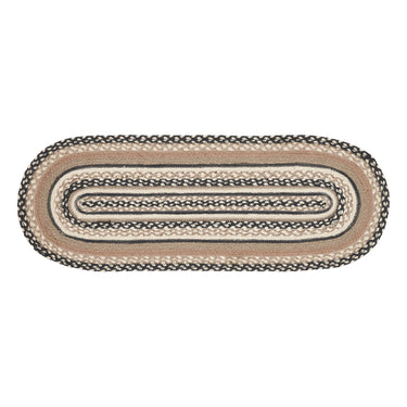 Sawyer Mill Charcoal Creme Jute Braided Oval Table Runner 13